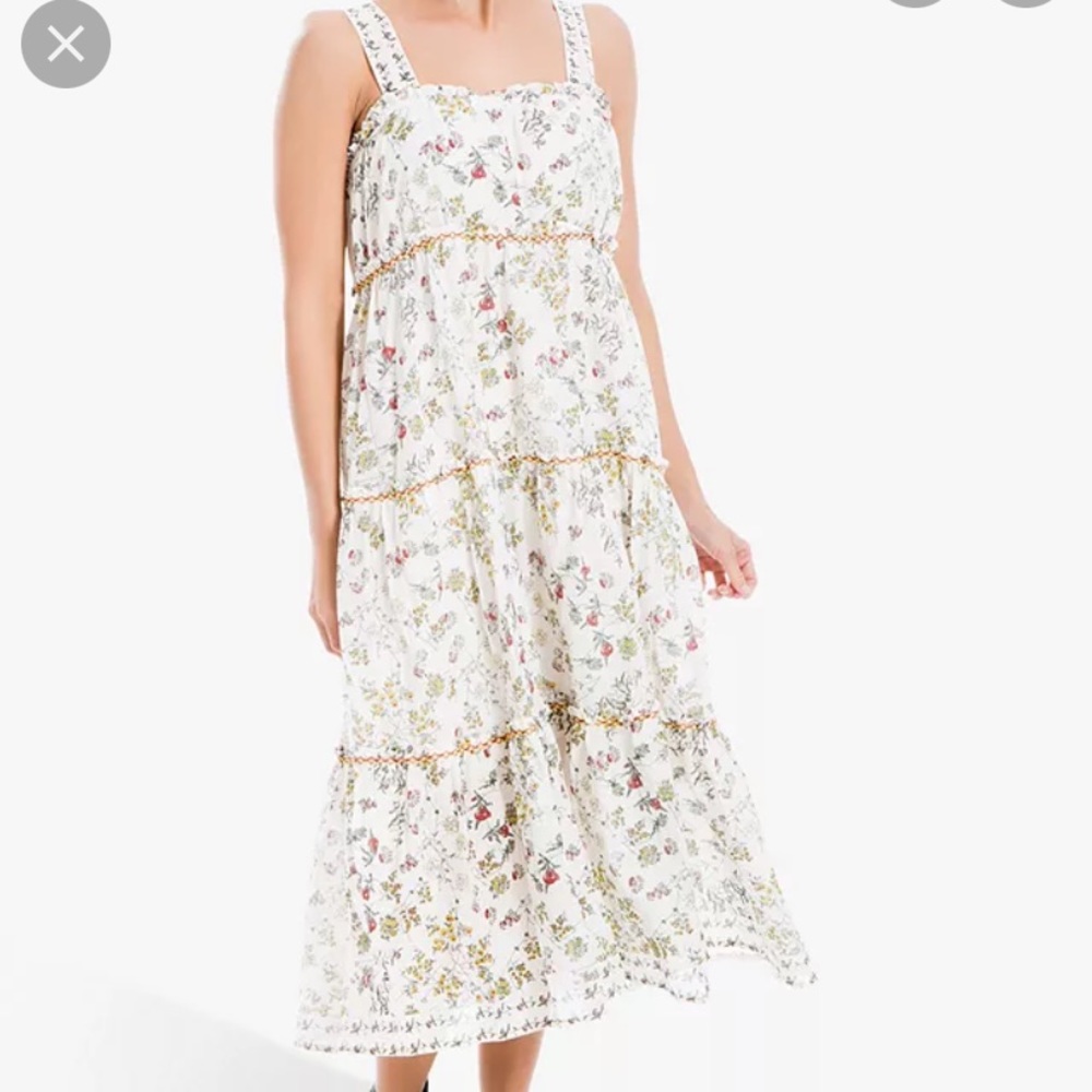 Max Studio Floral Tiered Dress - White and Multicolor